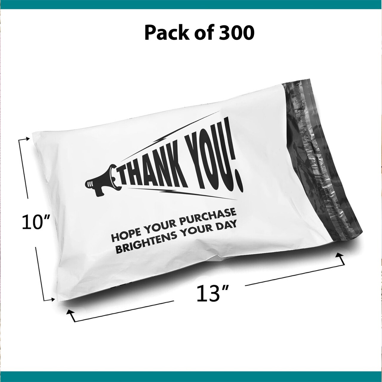 10 x 13 Thank You Megaphone Hope Your Purchase Brightens Your Day Poly Bag Mailer Envelopes 2 Mil